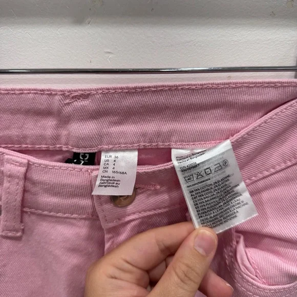 H&M High Rise Wide Leg Pink Jeans Size 4 Cotton Blend - Picture 4 of 6